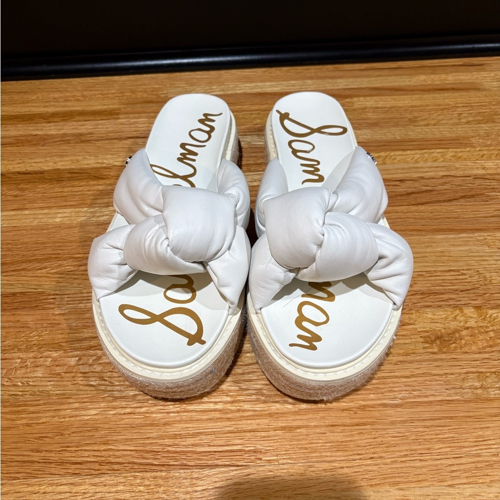 Sam Edelman White Knotted Slide Sandals